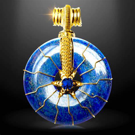 FLOWER OF LIFE - Lapis Lazuli w/Saphire in Gold