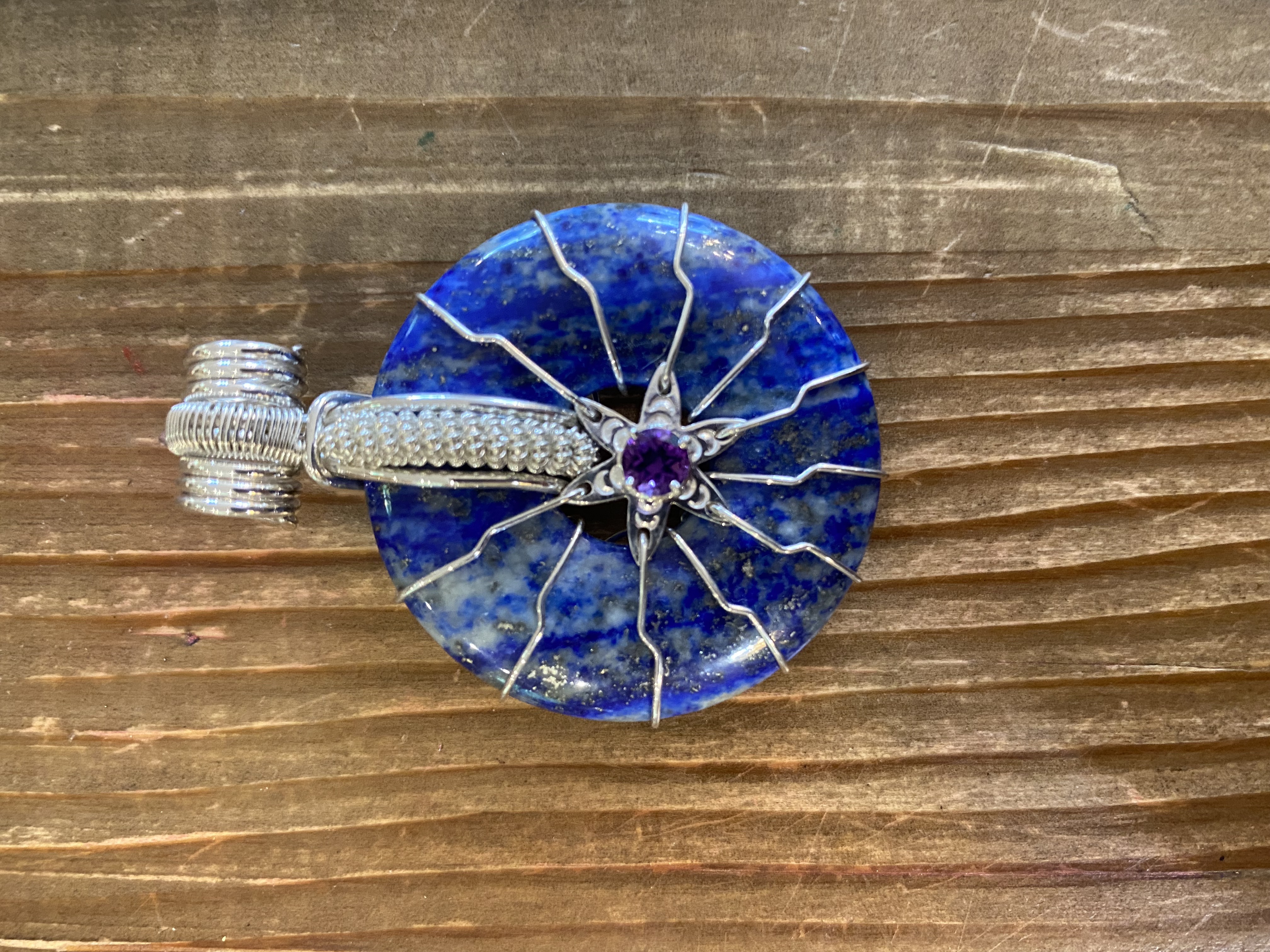 Flower of Life Lapis Silver W/Amethyst
