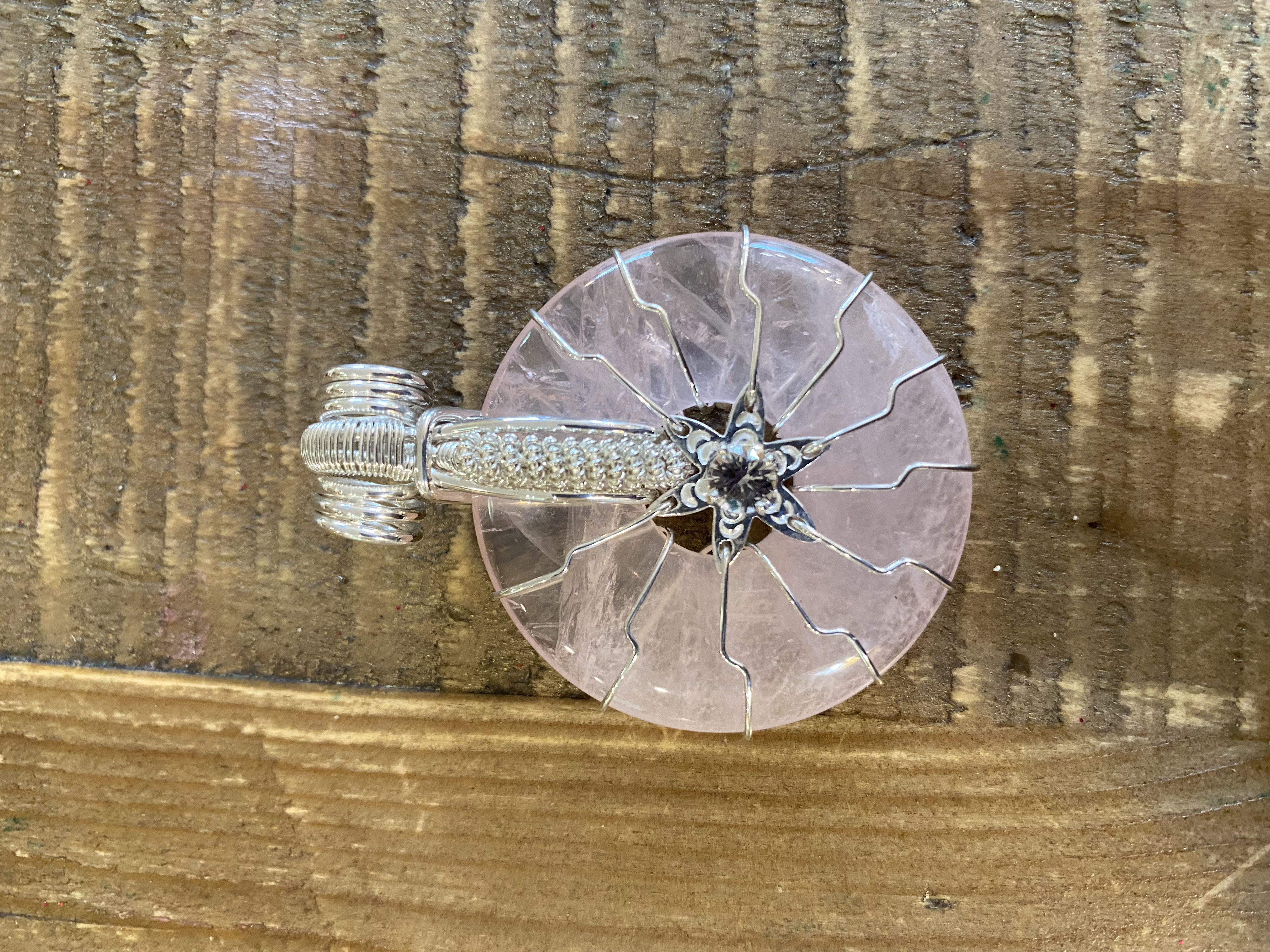 Flower of Life RoseQuartz Silver w/Amethyst