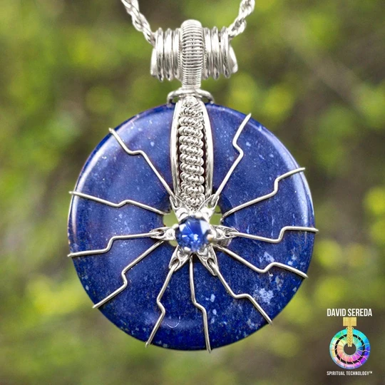 Flower of Life-Silver-Lapis w/Saphire